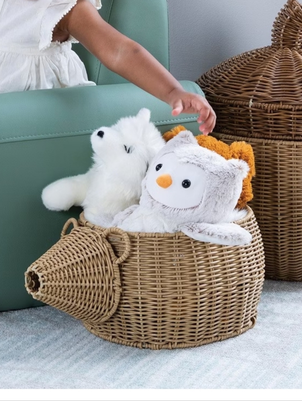 Kaplan Early Learning Hedgehog Washable Wicker Basket